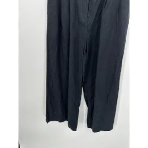 Who What Wear Womens Black Linen Blend Wide Leg Cropped Paperbag Pants‎ Size 4 thumbnail 4