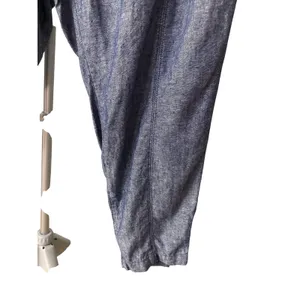 Old Navy Womens‎ XXL Blue Linen Blend Elastic Waist Tapered Leg Chambray Pants thumbnail 3