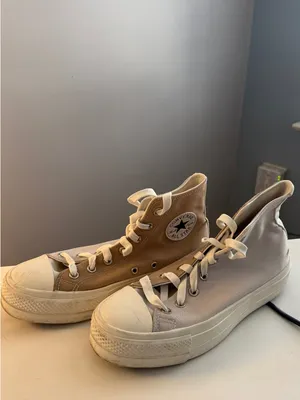 Converse High Top Platform Sneakers - Tan and Cream thumbnail 4