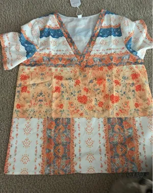 cd13Woman top shirt size medium new unused floral orange thumbnail 1