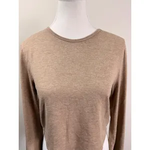 Girlfriend Collective Tan Heathered Long Sleeve Crop Top Athletic Shirt Medium thumbnail 4