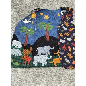 Vintage 90s Handmade Noah’s Ark Patchwork Reversible Vest Women’s Size L Boho thumbnail 10