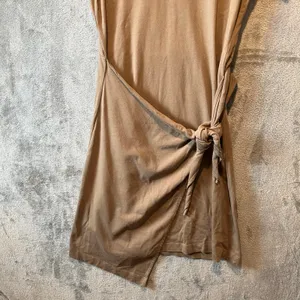 Vince Tie-Waist T-Shirt Dress Minimalist Taupe Casual Everyday‎ Style Size XS thumbnail 5