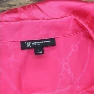 NWT INC International Concepts 2-Piece Collar Pajama Set Magenta Chain Pink L thumbnail 8
