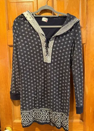 Free people intimately top with lace up v/neck hoodie size medium. thumbnail 1