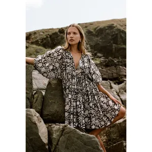 NWT Daughter's of India Kyra Mini in Pepper Floral Cotton Blockprint Dress XL thumbnail 6