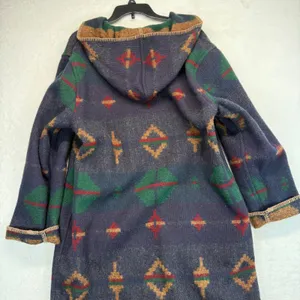 Vtg Woolrich Aztec‎ Duster Coat Reversible Southwestern Blanket Long Cardigan M thumbnail 10