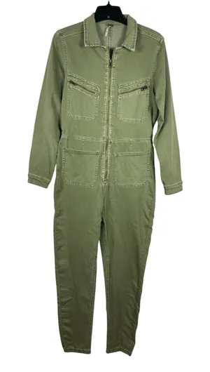 Free People M Army Green Utility Jumpsuit Boiler Suit Coverall Zip Front thumbnail 1