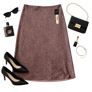 Victoria’s Secret PINK Satin Leopard Midi Slip Skirt Pink Black Bias Cut XL NWT thumbnail 16