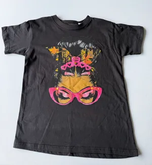 Popular Sports Girls Youth 7/8 Black Graphic T-Shirt – Pink Fashion Girl Design thumbnail 1