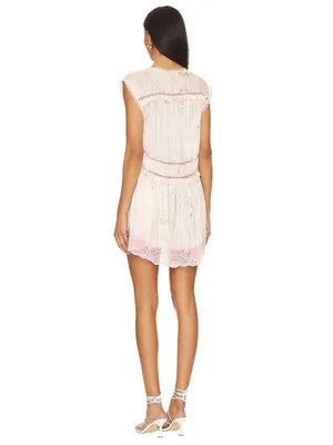 Free People Spring Fling Mini Dress in Tea Combo Medium New Womens Lace Boho thumbnail 2