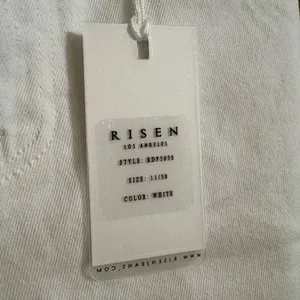 Risen White High Rise Wide Flare Leg Distressed Jeans 11/30 NWT thumbnail 5
