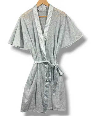 Vintage St Michael Floral Wrap Robe Short Sleeve Waist Belt Size 8/10 thumbnail 1
