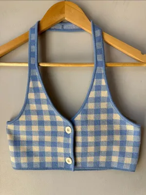 MAJORELLE Gingham Halter Addy Crop Top Tank thumbnail 1
