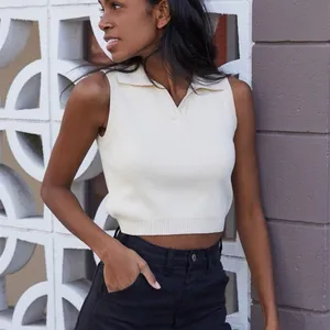 Brandy Melville John galt chocolate brown polo collared tank thumbnail 3