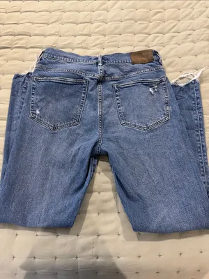AE77 Classic High-Rise straight leg Distressed Women's Blue Jeans thumbnail 3
