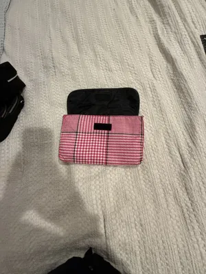 Lauren Ralph Lauren Pink and White Houndstooth Small Pouch/Clutch thumbnail 3