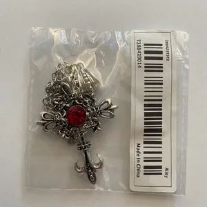 Ruby cross silver‎ tone pendant necklace faux fashion jewelry thumbnail 5