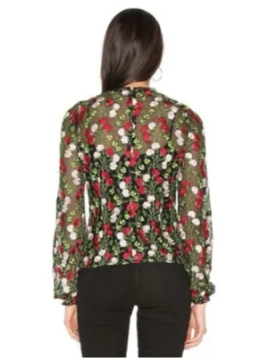 Alexis Aida Blouse in Embroidery Rose Blossom Floral Black Red Green White XS thumbnail 2
