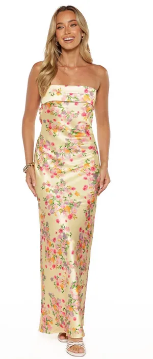 Beginning Boutique Maiah Yellow Bloom Maxi Dress thumbnail 1