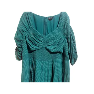 ASOS DESIGN Curve Midi Dress Womens 22 Green Excellent Ruched Chevron Smocked thumbnail 6