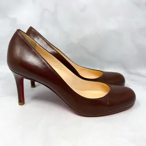 Christian Louboutin Vintage Simple Pump 85 Leather Low Mid Height Heels Brown 36 thumbnail 2