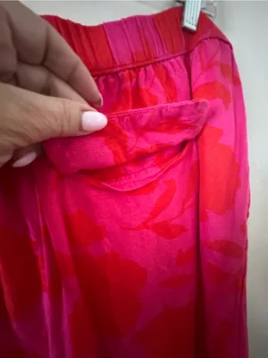 kate spade x Target Pink Red Floral Wide-Leg Linen Blend Pants XL thumbnail 8