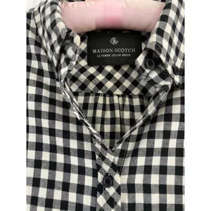 Maison Scotch Black & White Gingham Plaid Button Front Dress size Medium thumbnail 7