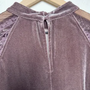 Very J Women Velour Lace Top Top Small Brown‎ Flare Western Boho Peasant thumbnail 10