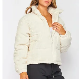 Miami Cream Textured Cropped Puffer Jacket thumbnail 4