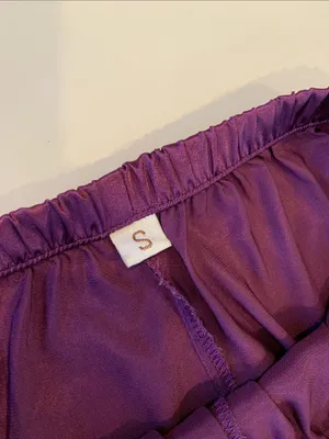 Women’s Small Purple Satin Button Front Long Sleeve Top and Pants Pajama Set thumbnail 4