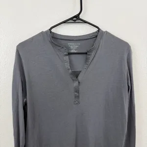 Majestic Filatures Top Womens Size 3 Grey Cotton Cashmere Silk Back Split Neck thumbnail 2