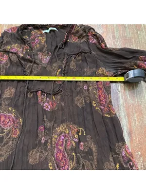Maurices Brown Paisley Top Medium Flowy Boho Sheer Crinkle thumbnail 10