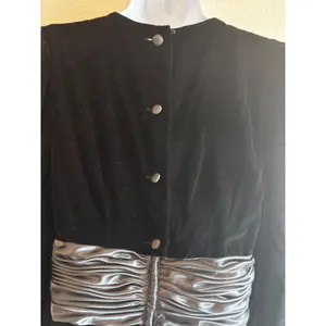 Maggy Boutique Velvet Cocktail Dress 10 Black Silver Ruched Waist Vintage 80s‎ thumbnail 8