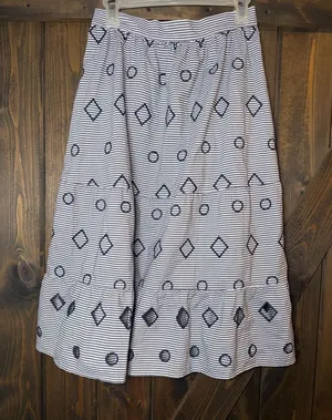 Madewell Embroidered Striped‎ Midi A line Skirt thumbnail 1