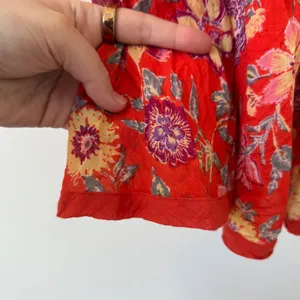 Free People Oh Baby Mini Babydoll Dress Orange Florals Women's Size Small‎ thumbnail 7