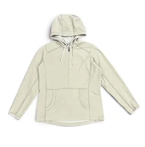 Duluth Trading Co Beige Brushed Waffle 1/2 Zip Hooded Pullover Size Small thumbnail 1