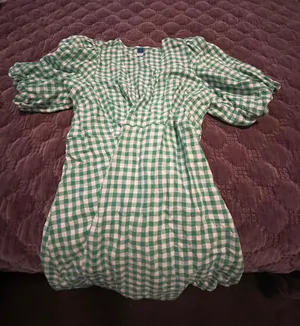 Old Navy Green Checkered Dress thumbnail 1