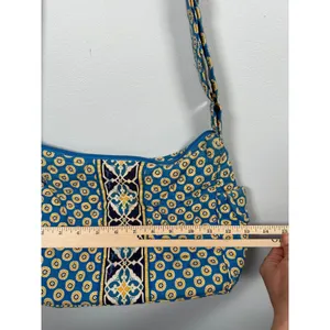 Vera Bradley Floral Shoulder‎ Bag Yellow Blue Zip Pockets Adjustable thumbnail 10