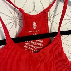 Free People Red Ribbed Tank thumbnail 2