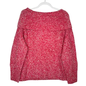 Madewell Off Shoulder Oversized Chunky Ribbed Knit Sweater Size XL Red Holiday thumbnail 1