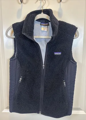Patagonia Synchilla Black Women Medium Sherpa Fleece Vest Full Zip Outdoor thumbnail 1