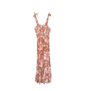 Jessica Simpson Spencer smocked floral print midi dress with tie shoulder straps thumbnail 3