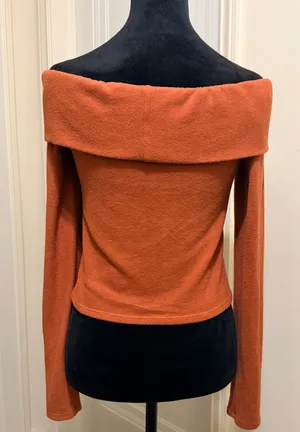 Lulus Sabriel Rust Orange Off-the-Shoulder Long Sleeve Top - Womens Size L thumbnail 6