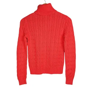 Ralph Lauren Sport Womens Cable Knit Sweater Sz Small Coral Orange Cotton thumbnail 2