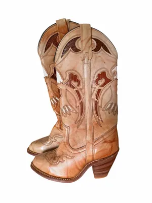 Miss Capezio Vintage Women's Eagle Inlay Leather Stacked Heel Boot Size 5 #26710 thumbnail 2