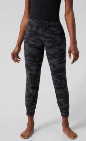 Athleta Salutation camo, gray, black jogger nylon comfy high rise pants L thumbnail 1