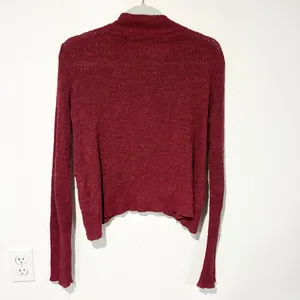 Free People Boho Wrap‎ Sweater Plum Linen Blend with Tulip Hem Size Small thumbnail 7