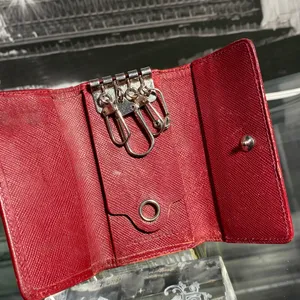 Authentic Rare Burberry Red Leather Nova Check Key Case thumbnail 6