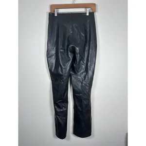 Abercrombie & Fitch Vegan Leather curve love Pants Women M Black Edgy Slit Hem thumbnail 5